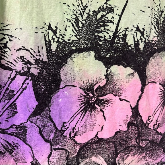 Vintage 80s/90s Land n Sea Tropical Hibiscus Tie Dye Tank Top Muscle Tee Vacay - Picture 6 of 12